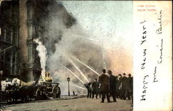 Fire Scene New York City, NY Postcard Postcard