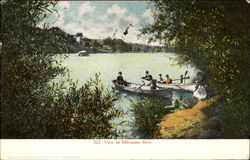 View On Milwaukee River Wisconsin Postcard Postcard