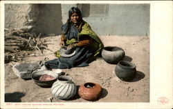 Moki Indian Woman Making Pottery Postcard