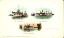 Steamers Among The Thousand Islands NY Postcard Postcard