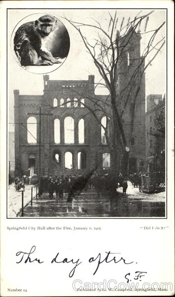Springfield City Hall After The Fire Massachusetts