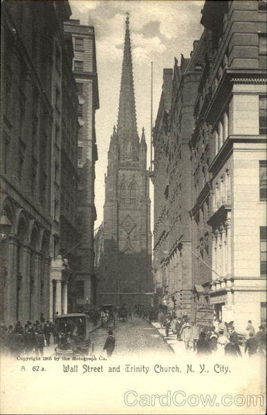 Wall Street And Trinity Church New York