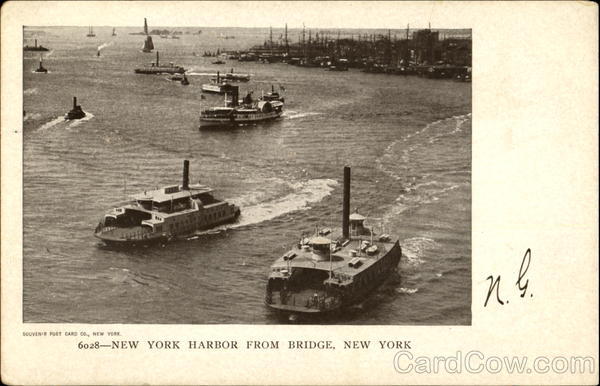 New York Harbor From Bridge