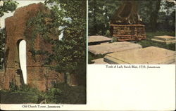 Old Church Tower & Tomb Of Lady Sarah Blair Postcard