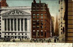 Stock Exchange And Wall Street New York, NY Postcard Postcard