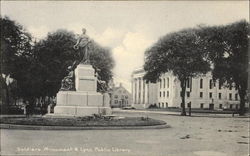 Soldiers Monument & Lynn Public Library Postcard