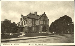 Memorial Hall Milford, MA Postcard Postcard