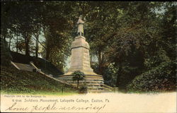 Soldiers Monument, Lafayette College Easton, PA Postcard Postcard