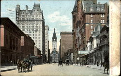 Broad Street Looking North To City Hall Postcard