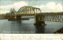 New London Draw Bridge Longest Span In World Postcard