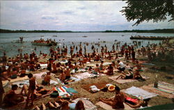 Beach And Grass Dock, Conneaut Lake Park Postcard