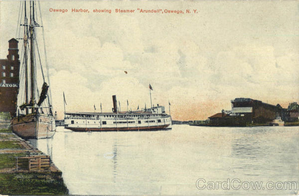 Oswego Harbor, showing Steamer Arundell New York Boats, Ships