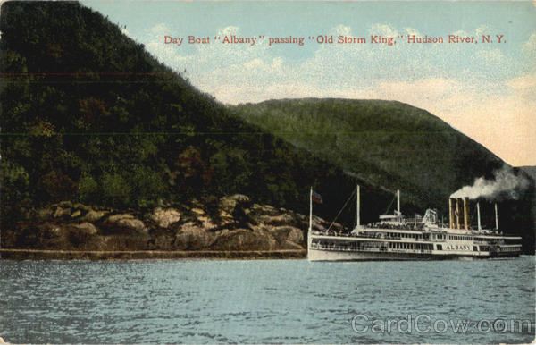 Day Boat Albany passing Old Storm King, Hudson River