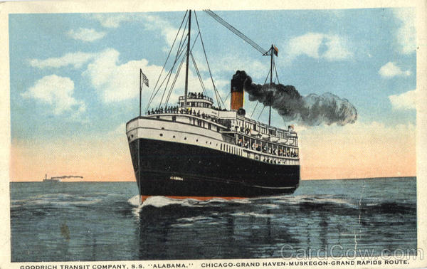 Goodrich Transit Company, S.S. Alabama. Chicago-Grand Haven-Muskegon-Grand Rapids Route