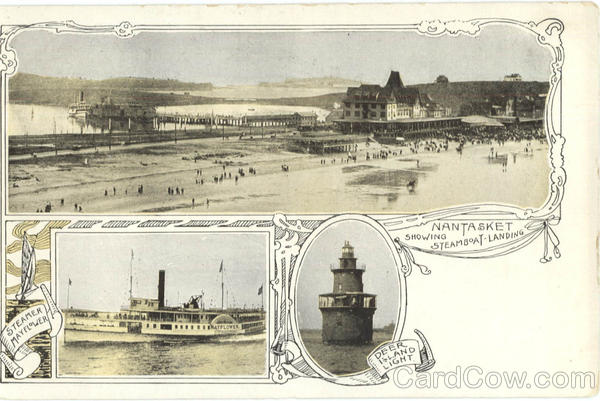 Steamer Mayflower Nantasket Steamboat Landing Peer Island Lighthouse Hull Massachusetts