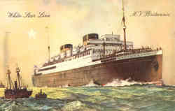 White Star Line, M.V. Britannic Boats, Ships Postcard Postcard