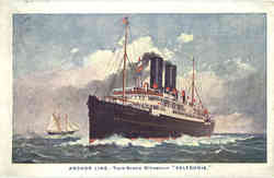Anchor Line Twin-Screw Steamship Caledonia Boats, Ships Postcard Postcard
