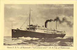 Ocean SS Co Savannah Line, SS City of Chattanooga Postcard