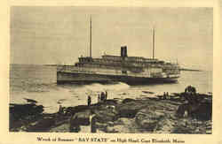 Wreck of Steamer "Bay State" on High Head Postcard