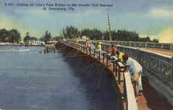 Fishing: Fishing off John's Pass Bridge on the Greater Gulf Beaches St. Petersburg, FL Postcard Postcard