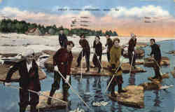 Fishing: Smelt Fishing Escanaba, MI Postcard Postcard