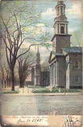 Three Churches on the Green New Haven, CT Postcard 