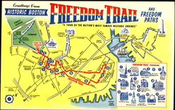 Greetings From Historic Boston Freedom Trail Postcard