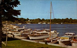 Cruisers In Charlevoix Harbor Michigan Postcard Postcard