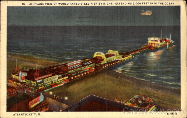 Airplane View Of World Famed Steel Pier By Night Atlantic City New Jersey