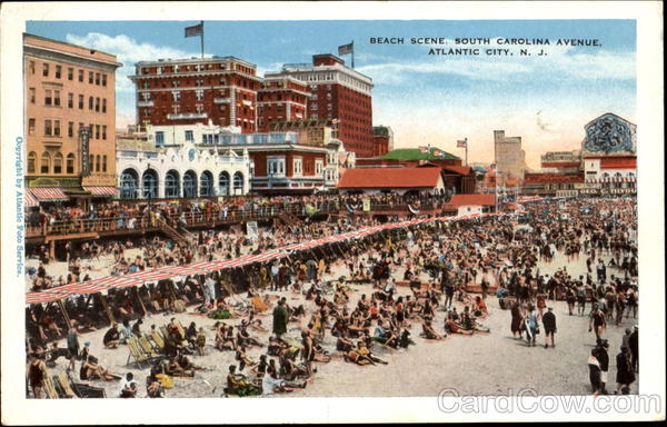 Beach Scene, South Carolina Avenue Atlantic City New Jersey