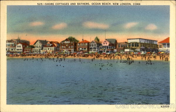 Short Cottages And Bathers Ocean Beach New London Connecticut