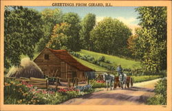 Greetings From Girard Illinois Postcard Postcard
