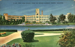 West High School From The Sunken Gardens Denver, CO Postcard Postcard