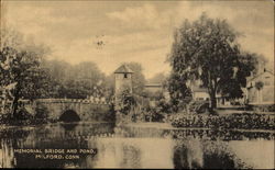 Memorial Bridge And Pond Milford, CT Postcard Postcard