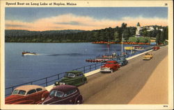 Speed Boat On Long Lake Naples, ME Postcard Postcard