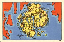 Map Of Mt. Desert Island Postcard