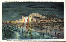 Night View Of Atlantic City Auditorium And Convention Hall Postcard