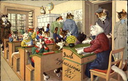 Cats Schoolroom Alfred Mainzer (Eugen Hurtong) Postcard Postcard