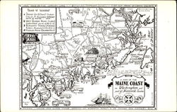 Map Of The Maine Coast Postcard
