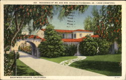 Residence of Mr. and Mrs. Douglas Fairbanks Jr. Postcard