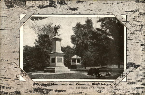 Soldiers Monument And Common Brattleboro Vermont
