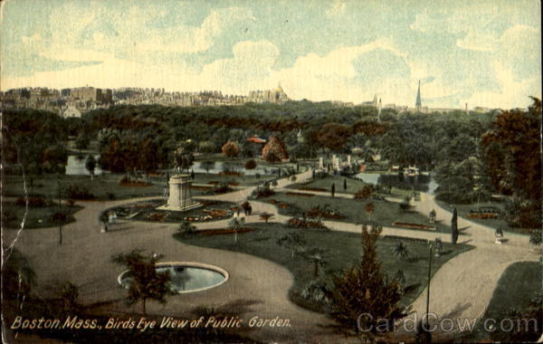 Birds Eye View of Public Garden Boston Massachusetts