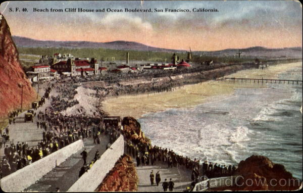 Beach From Cliff House And Ocean Boulevard San Francisco California