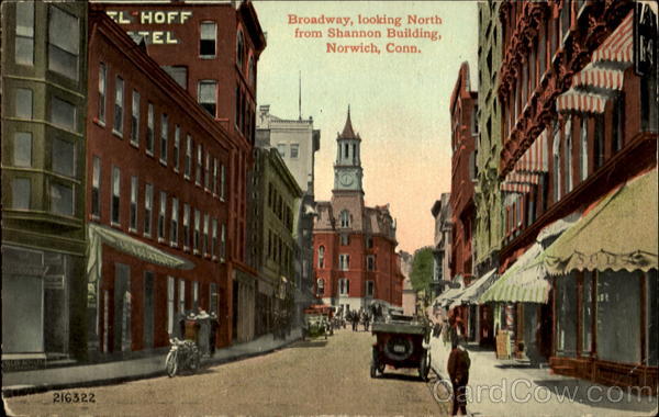 Broadway Looking North From Shannon Building Norwich Connecticut