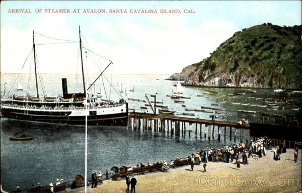 Arrival Of Steamer At Avalon Santa Catalina Island California