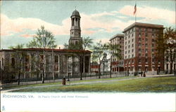 St. Paul's Church And Hotel Richmond Postcard