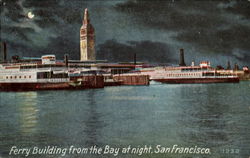 Ferry Building From The Bay At Night Postcard