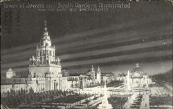 Tower of Jewels and South Gardens Illuminated Postcard