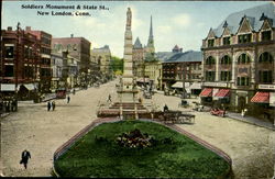 Soldiers Monument & State St Postcard