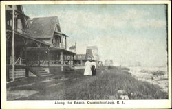 Along the Beach Quonochontaug, RI Postcard Postcard